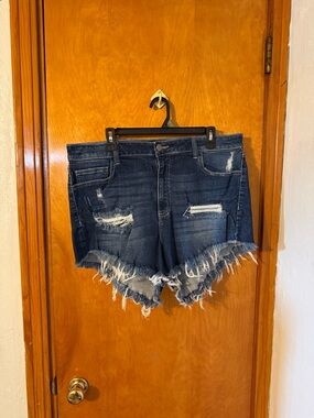 Cello Dark Blue Distressed Denim Cutoff Shorts